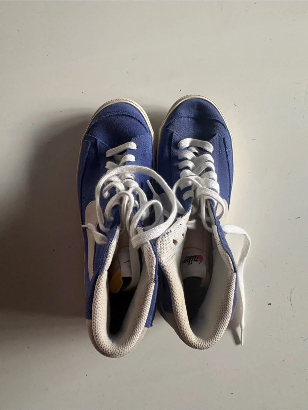 Nike Blazer.  Men’s size 7.5,  High-Top Suede Sneakers in Blue and White